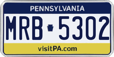 PA license plate MRB5302