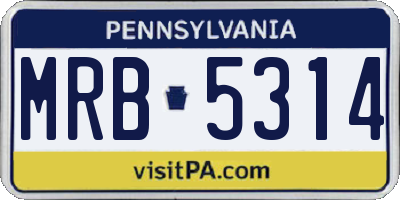 PA license plate MRB5314