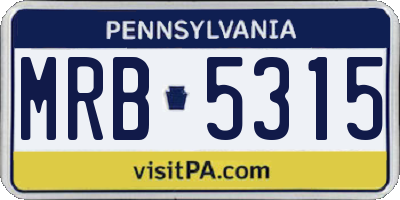 PA license plate MRB5315