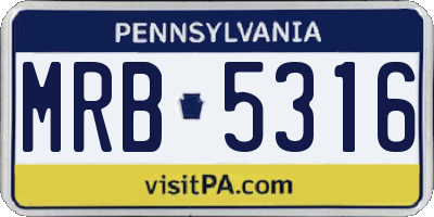 PA license plate MRB5316