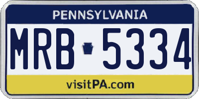 PA license plate MRB5334