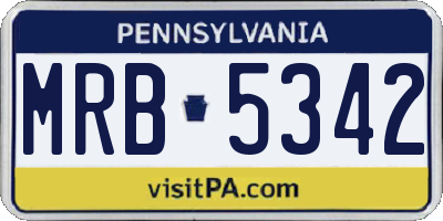PA license plate MRB5342