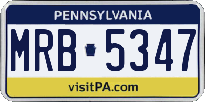 PA license plate MRB5347