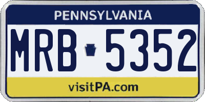 PA license plate MRB5352