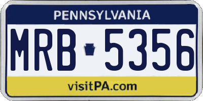 PA license plate MRB5356