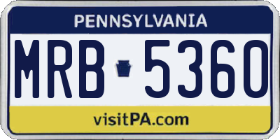 PA license plate MRB5360