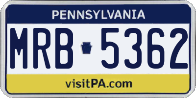 PA license plate MRB5362