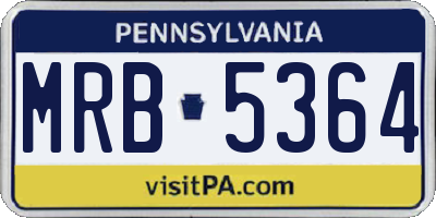 PA license plate MRB5364