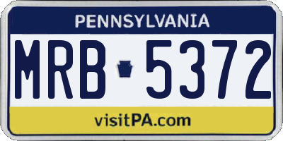PA license plate MRB5372