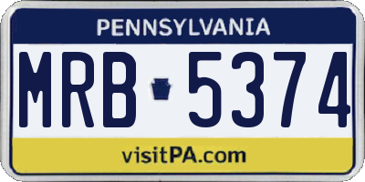 PA license plate MRB5374