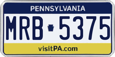 PA license plate MRB5375