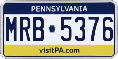PA license plate MRB5376