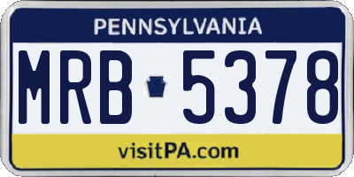 PA license plate MRB5378