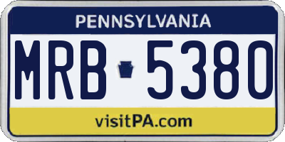 PA license plate MRB5380