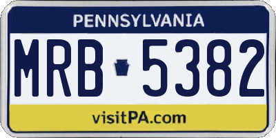 PA license plate MRB5382