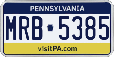 PA license plate MRB5385