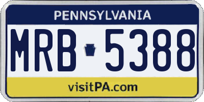 PA license plate MRB5388