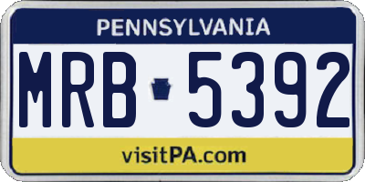 PA license plate MRB5392