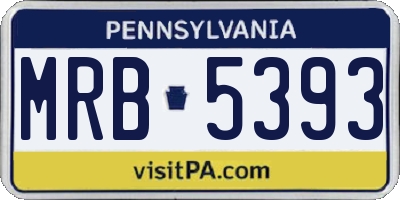 PA license plate MRB5393