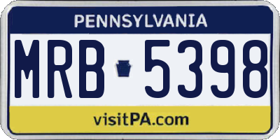 PA license plate MRB5398