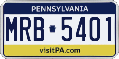 PA license plate MRB5401