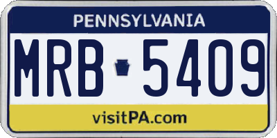 PA license plate MRB5409