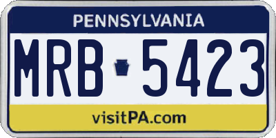 PA license plate MRB5423