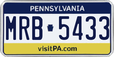 PA license plate MRB5433