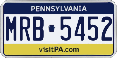 PA license plate MRB5452