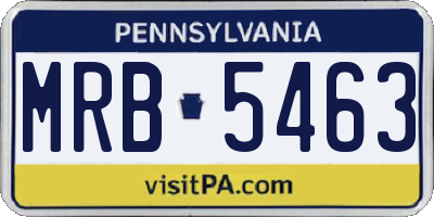 PA license plate MRB5463