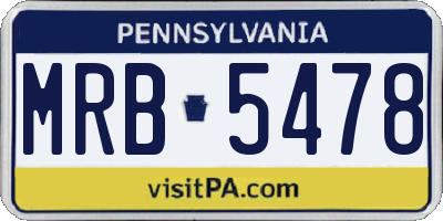 PA license plate MRB5478