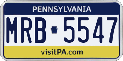 PA license plate MRB5547