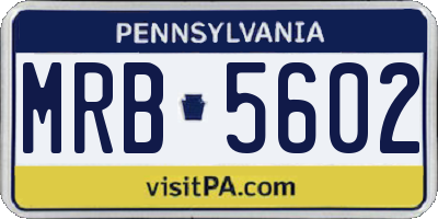 PA license plate MRB5602