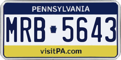 PA license plate MRB5643