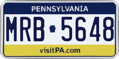 PA license plate MRB5648