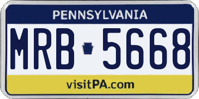 PA license plate MRB5668