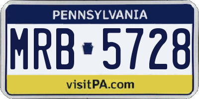PA license plate MRB5728