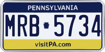 PA license plate MRB5734