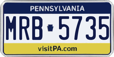 PA license plate MRB5735