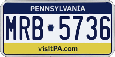 PA license plate MRB5736