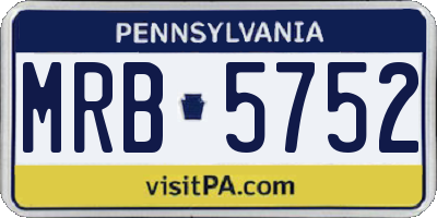 PA license plate MRB5752