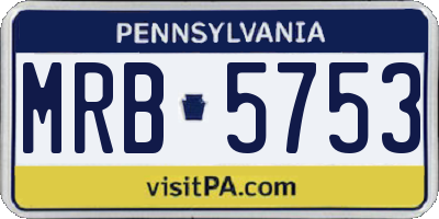 PA license plate MRB5753