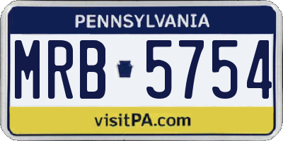 PA license plate MRB5754