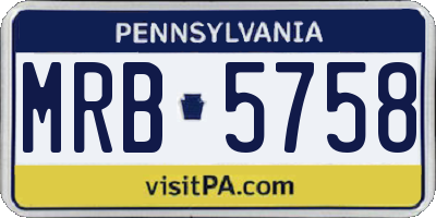 PA license plate MRB5758