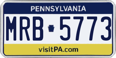 PA license plate MRB5773