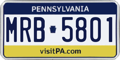 PA license plate MRB5801