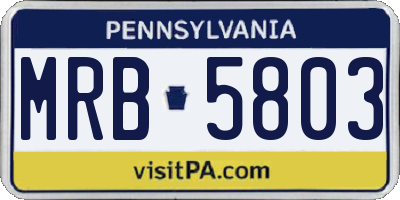 PA license plate MRB5803