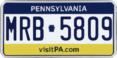 PA license plate MRB5809