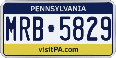 PA license plate MRB5829