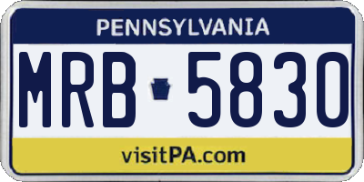 PA license plate MRB5830